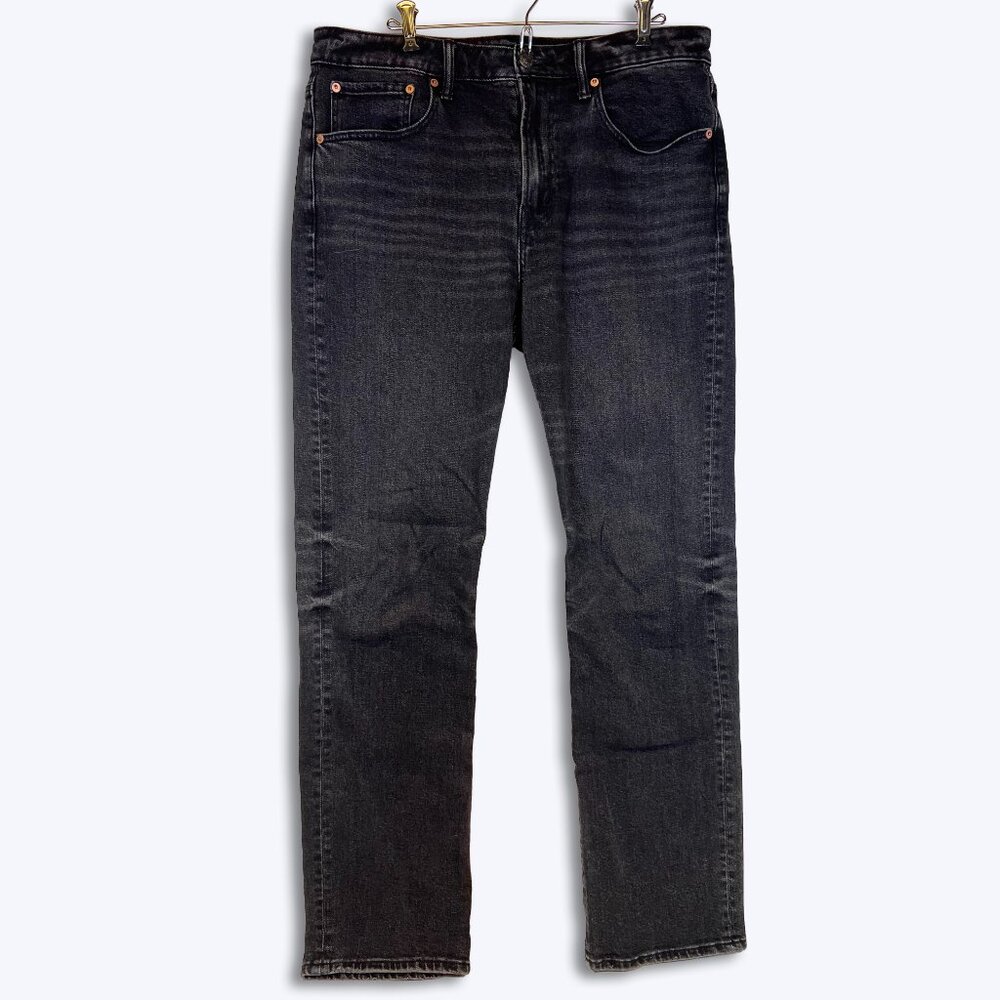 American Eagle Mens 34x36 EasyFlex Relaxed Straight Jeans Black Stretch Denim